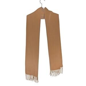 L'auberge 100% Cashmere Caramel Fringe Scarf Quiet Luxury Minimalist Renaissance